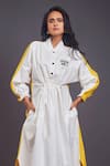 Buy_Deepika Arora_White 100% Cotton Solid Patchwork High Neck Paw Shirt Dress 