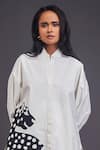 Buy_Deepika Arora_White 100% Cotton Solid Patchwork High Neck Cheeta Shirt With Pant _Online_at_Aza_Fashions