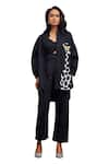 Shop_Deepika Arora_Black 100% Cotton Solid Patchwork High Neck Giraffe Shirt Pant Set _Online_at_Aza_Fashions