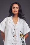 Buy_Deepika Arora_White 100% Cotton Solid Patchwork Notched Lapel Shirt With Shorts Set 