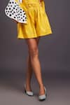 Deepika Arora_Yellow 100% Cotton Solid Patchwork Cheeta Oversized Shirt With Shorts Set _Online_at_Aza_Fashions