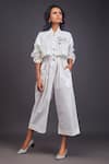 Buy_Deepika Arora_White 100% Cotton Badge Mandarin Collar Detailed Jumpsuit _Online_at_Aza_Fashions