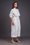 Shop_Deepika Arora_White 100% Cotton Badge Mandarin Collar Detailed Jumpsuit _Online_at_Aza_Fashions