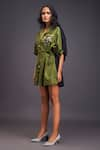 Buy_Deepika Arora_Green 100% Cotton Badge Lapel Notched Collar Jumpsuit _Online_at_Aza_Fashions