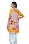 Buy_saangi by shubhangi_Multi Color French Crepe Printed Abstract Collar Asymmetric Shirt 