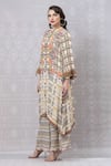 Niki Mahajan_Beige Crepe Printed Vintage Floral Round Abstract Kurta With Pant _Online_at_Aza_Fashions