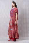 Buy_Niki Mahajan_Red Crepe Beads Handblock Print Cape With Skirt _Online_at_Aza_Fashions