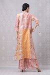 Shop_Niki Mahajan_Orange Crepe Handblock Printed Vintage Floral Embroidered Yoke Kurta With Pant _at_Aza_Fashions