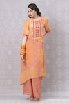 Buy_Niki Mahajan_Orange Crepe Handblock Printed Abstract Round Kurta With Pant _at_Aza_Fashions