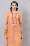 Shop_Niki Mahajan_Orange Crepe Handblock Printed Abstract Round Kurta With Pant _Online_at_Aza_Fashions