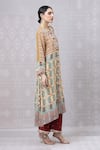 Buy_Niki Mahajan_Beige Crepe Handblock Printed Paisley Round Floral Kurta With Pant _at_Aza_Fashions