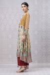 Niki Mahajan_Beige Crepe Handblock Printed Paisley Round Floral Kurta With Pant _Online_at_Aza_Fashions