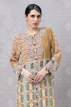 Buy_Niki Mahajan_Beige Crepe Handblock Printed Paisley Round Floral Kurta With Pant _Online_at_Aza_Fashions