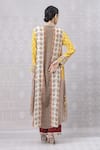 Shop_Niki Mahajan_Yellow Crepe Handblock Printed Vintage Floral Collar Wildflower Kurta With Pant _at_Aza_Fashions