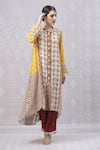 Buy_Niki Mahajan_Yellow Crepe Handblock Printed Vintage Floral Collar Wildflower Kurta With Pant _Online_at_Aza_Fashions