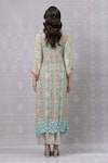 Shop_Niki Mahajan_Blue Crepe Handblock Printed Vintage Floral Plunge-v Paisley Kurta With Pant _at_Aza_Fashions