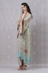 Buy_Niki Mahajan_Blue Crepe Handblock Printed Vintage Floral Plunge-v Paisley Kurta With Pant _Online_at_Aza_Fashions