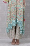 Buy_Niki Mahajan_Blue Crepe Handblock Printed Vintage Floral Plunge-v Paisley Kurta With Pant 