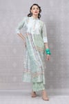 Buy_Niki Mahajan_Blue Crepe Hand Block Vintage Print Kurta With Pant _at_Aza_Fashions