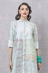 Shop_Niki Mahajan_Blue Crepe Hand Block Vintage Print Kurta With Pant _Online_at_Aza_Fashions