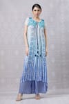 Buy_Niki Mahajan_Blue Crepe Hand Block Vintage Round Print Kurta And Pant Set _at_Aza_Fashions