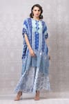 Buy_Niki Mahajan_Blue Crepe Hand Block Vintage Round Kurta And Pant Set _at_Aza_Fashions