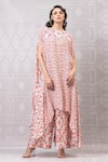 Buy_Niki Mahajan_Pink Crepe Hand Block Vintage Boat Embroidered Kurta And Pant Set _at_Aza_Fashions