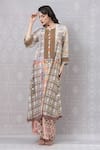 Niki Mahajan_Beige Crepe Hand Block Vintage Round Print Kurta With Pant _Online_at_Aza_Fashions