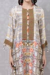 Niki Mahajan_Beige Crepe Hand Block Vintage Round Print Kurta With Pant _at_Aza_Fashions