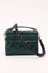 Shop_WAGON HORSE_Green Amore Leo Metal Logo Embellished Bag _at_Aza_Fashions