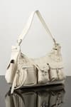 Shop_WAGON HORSE_White Glam Metallic Rectangle Shaped Bag _Online_at_Aza_Fashions