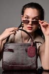 Buy_WAGON HORSE_Maroon Medusa Croco Pattern Bag _at_Aza_Fashions