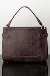 Shop_WAGON HORSE_Maroon Medusa Croco Pattern Bag _at_Aza_Fashions