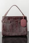 WAGON HORSE_Maroon Medusa Croco Pattern Bag _Online_at_Aza_Fashions