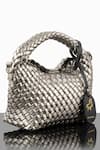 Shop_WAGON HORSE_Gold Metallic Basket Woven Bag _at_Aza_Fashions