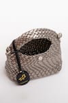 WAGON HORSE_Gold Metallic Basket Woven Bag _Online_at_Aza_Fashions