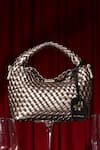 Shop_WAGON HORSE_Gold Metallic Basket Woven Bag _Online_at_Aza_Fashions