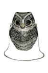 Shop_WAGON HORSE_Black Rhinestone Lucky Owl Shaped Bag _at_Aza_Fashions