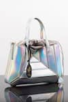 Buy_WAGON HORSE_Silver Prism Maze Shaped Handbag _at_Aza_Fashions