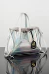 Shop_WAGON HORSE_Silver Prism Maze Shaped Handbag _at_Aza_Fashions