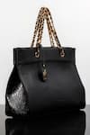 WAGON HORSE_Black The Iconic Rectangle Shaped Tote Bag _Online_at_Aza_Fashions