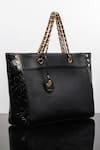 WAGON HORSE_Black The Iconic Rectangle Shaped Tote Bag _at_Aza_Fashions