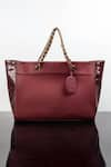 Shop_WAGON HORSE_Maroon The Iconic Textured Pattern Tote Bag _at_Aza_Fashions