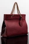 Shop_WAGON HORSE_Maroon The Iconic Textured Pattern Tote Bag _Online_at_Aza_Fashions