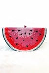 Shop_WAGON HORSE_Red Rhinestone Watermelon Shaped Bag _Online_at_Aza_Fashions