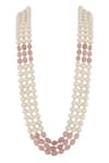 Shop_Riana Jewellery_Pink Beads Layered Pearl Mala _at_Aza_Fashions