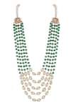 Shop_Riana Jewellery_Green Jadtar Stone Layered Mala _at_Aza_Fashions