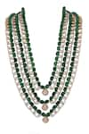 Shop_Riana Jewellery_Green Jadtar Stone Layered Mala _at_Aza_Fashions