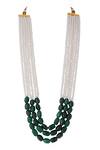 Shop_Riana Jewellery_Green Pearl Contrast Beads Embellished Mala _at_Aza_Fashions