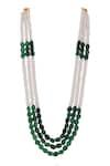 Shop_Riana Jewellery_Green Pearl Contrast Beads Layered Embellished Mala _at_Aza_Fashions